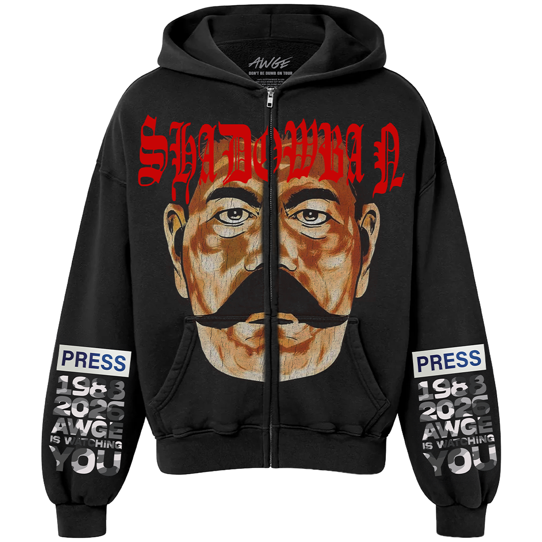 Don't Be Dumb Tour Shadowban Zip Hoodie Front