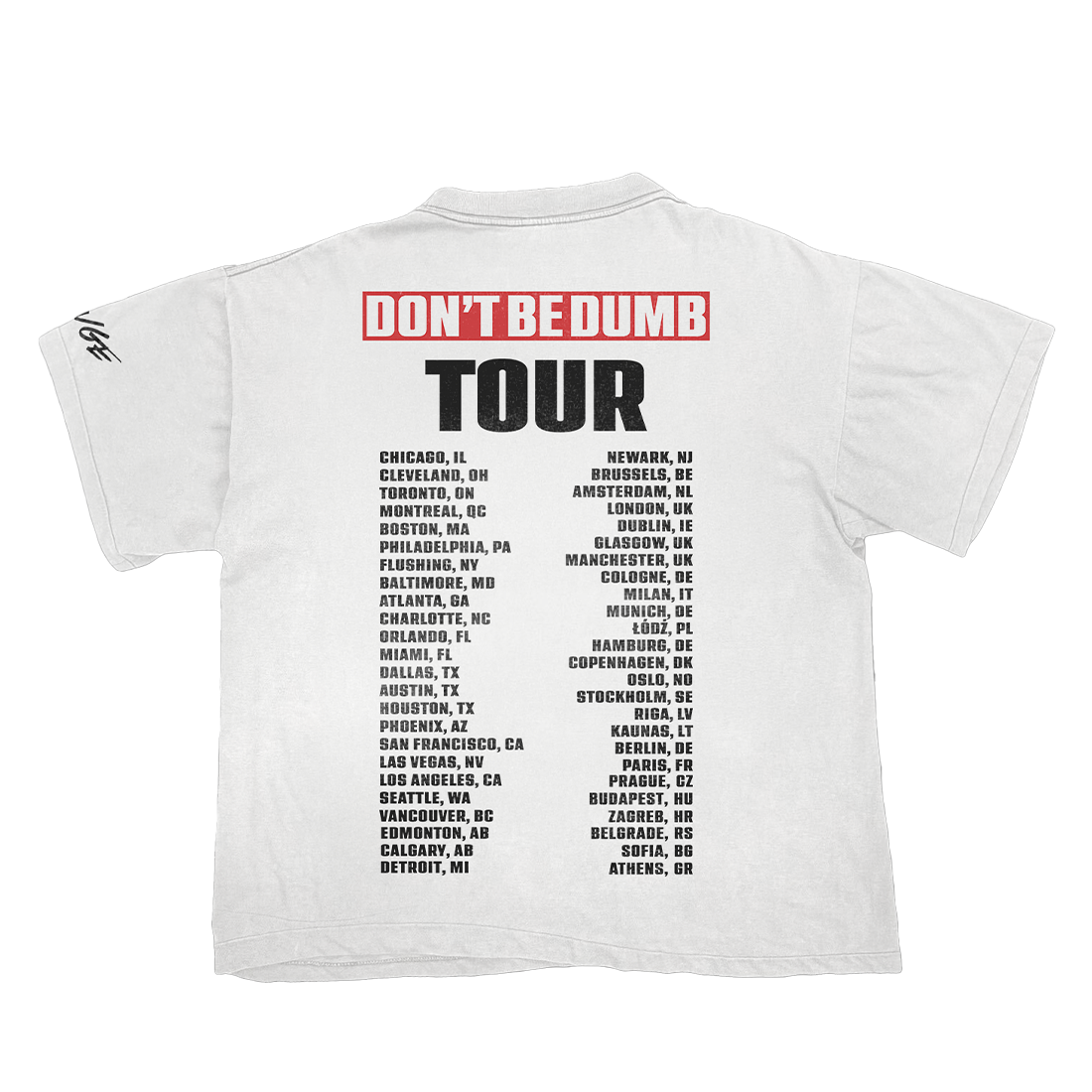 Don't Be Dumb Tour Dollar Bill Dateback T-Shirt Back
