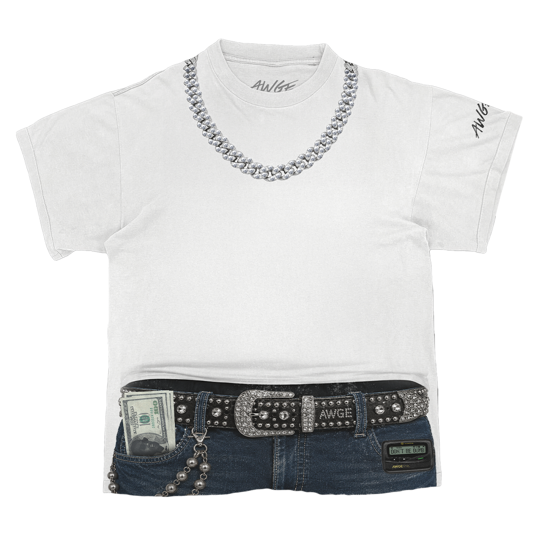 RHINESTONE TROMP L'OEIL TEE F